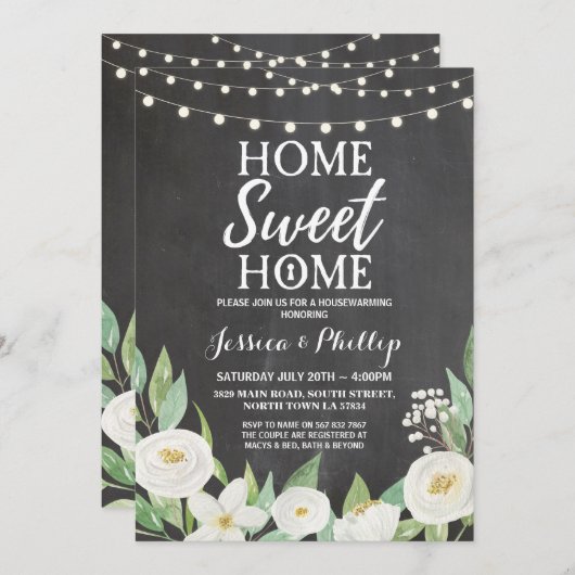 Chalk Rustic New Home Invite Kaart (Voorkant / Achterkant)