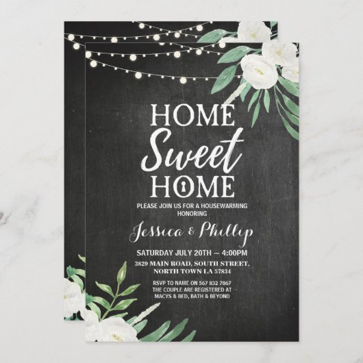 Chalk Rustic New Home Invite Kaart (Voorkant / Achterkant)