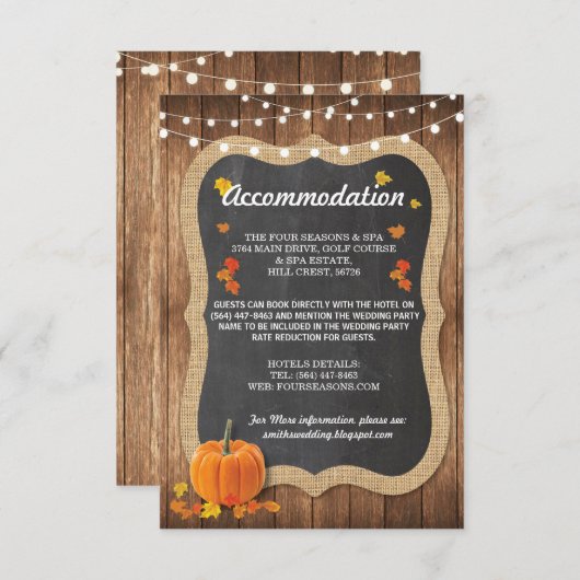 Chalk Rustieke Accommodatie Pompoen Kaarten bruilo (Voorkant / Achterkant)