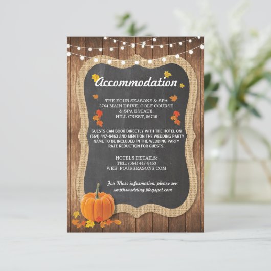 Chalk Rustieke Accommodatie Pompoen Kaarten bruilo (Staand voorkant)