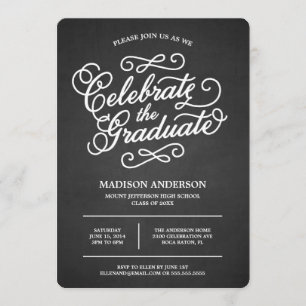 Chalk Script   Afstuderen-fotouitnodiging Kaart