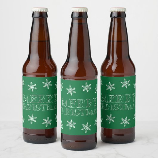 Chalk Snowflake Pattern Bier Etiket (Flessen)