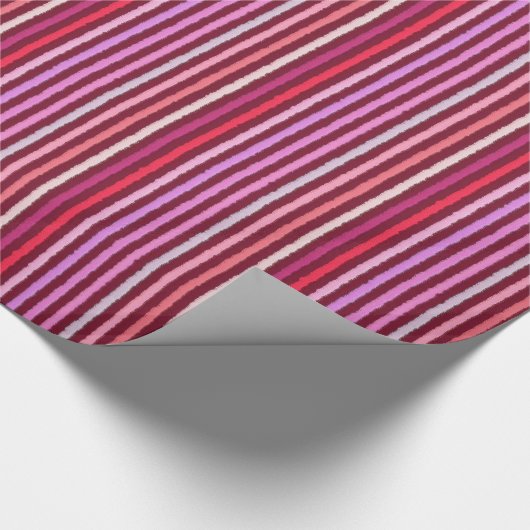 Chalk Stripes - Bourgogne, Violet, Roze Cadeaupapier (Hoek)