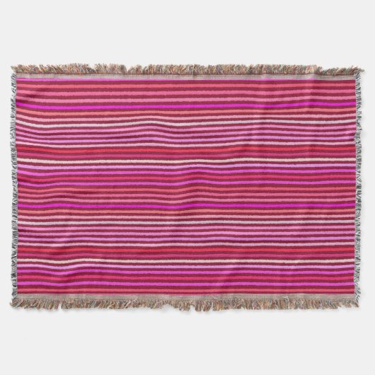 Chalk Stripes - Bourgogne, Violet, Roze Deken (Voorkant)