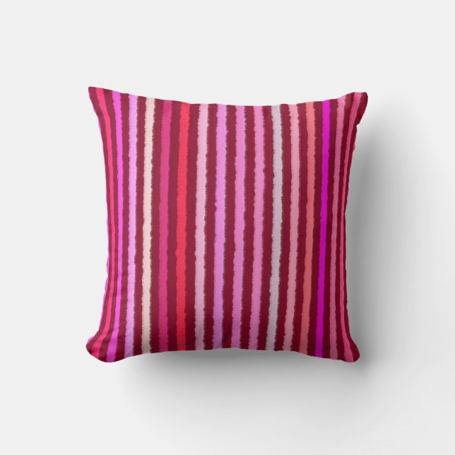 Chalk Stripes - Bourgogne, Violet, Roze Kussen (Voorkant)
