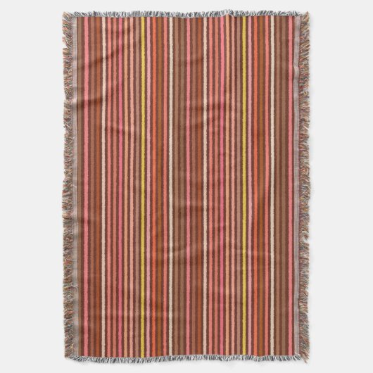 Chalk Stripes - Chocolate Brown en Coral Deken (Voorkant Verticaal)