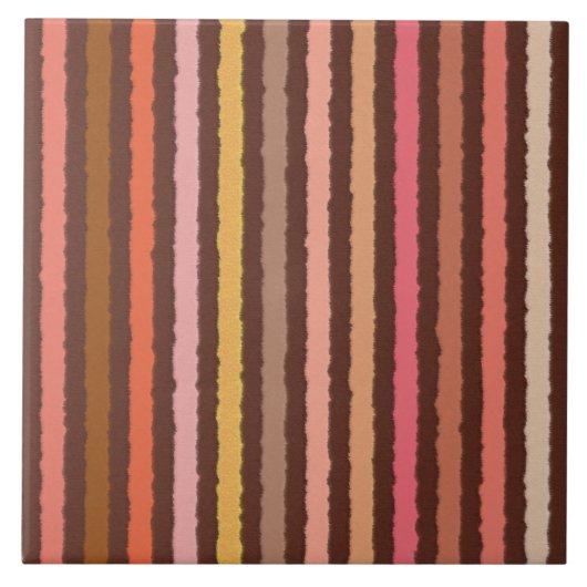 Chalk Stripes - Chocolate Brown en Coral Tegeltje (Voorkant)
