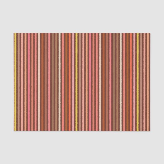 Chalk Stripes - Chocolate Brown en Coral Tissuepapier (Voorkant)