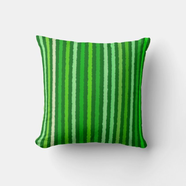 Chalk Stripes - Emerald en Lime Green Kussen (Voorkant)