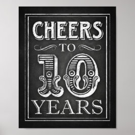 Chalk Style CHEERS TOT 10 JAAR Teken afdrukken Poster