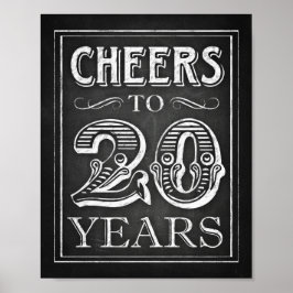Chalk Style CHEERS TOT 20 JAAR Teken afdrukken Poster