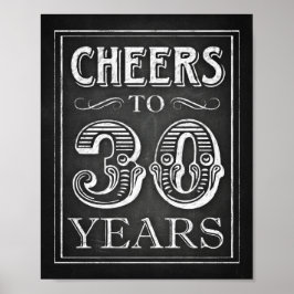 Chalk Style CHEERS TOT 30 JAAR Teken afdrukken Poster