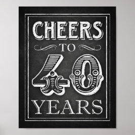 Chalk Style CHEERS TOT 40 JAAR Teken afdrukken Poster