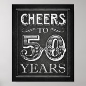 Chalk Style CHEERS TOT 50 JAAR Teken afdrukken Poster (Voorkant)