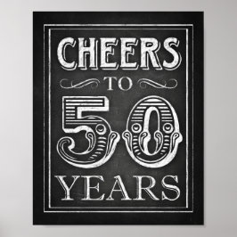 Chalk Style CHEERS TOT 50 JAAR Teken afdrukken Poster