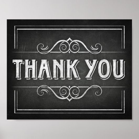 Chalk Style DANK JE Teken afdrukken Poster (Voorkant)