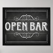 Chalk Style OPEN BAR Sign Print (Voorkant)