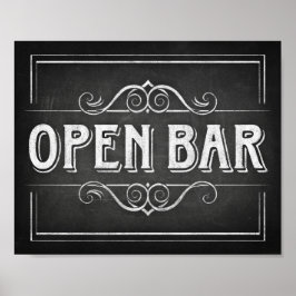 Chalk Style OPEN BAR Sign Print