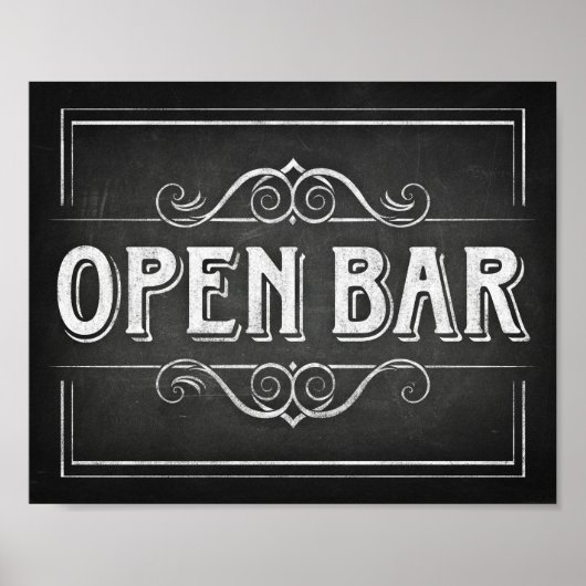 Chalk Style OPEN BAR Sign Print (Voorkant)