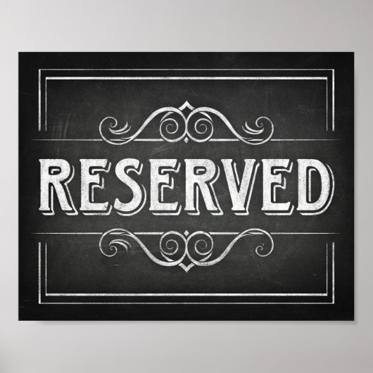 Chalk Style Party Print / RESERVED Sign Poster (Voorkant)