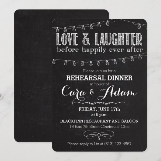 Chalk Style Rehearsal Dinner Invitation 01 Kaart (Voorkant / Achterkant)