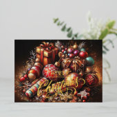 Chalk Tekening Kerstcadeau Snoep Ornament Folie Feestdagenkaart (Staand Voorkant)