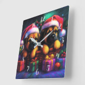 Chalk Tekening Twee Schattigee Puppies in Santa Ha Vierkante Klok (Hoek)