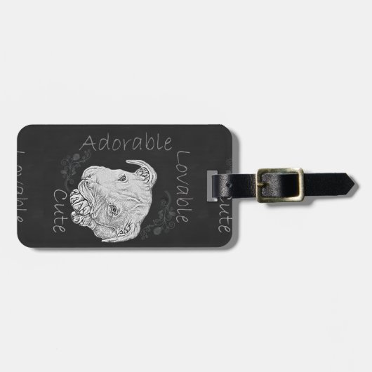 Chalk Tekening van Schattige Pitbull Bagagelabel (Voorkant horizontaal)