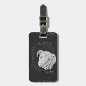 Chalk Tekening van Schattige Pitbull Bagagelabel (Voorkant verticaal)