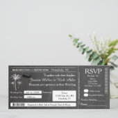Chalk Wedding Destination Ticket Invitation RSVP Kaart (Staand voorkant)