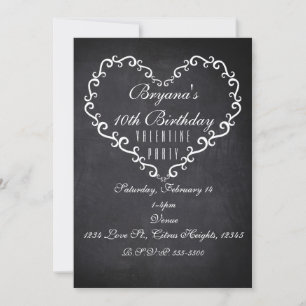 Chalk White Ornamental Heart Valentijn Invitations Kaart