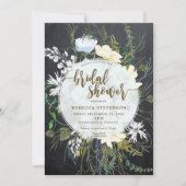 chalk wild flower floral bridal doucheuitnodiging kaart (Voorkant)