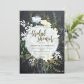 chalk wild flower floral bridal doucheuitnodiging kaart (Staand voorkant)