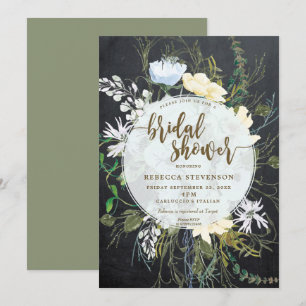 chalk wild flower floral bridal doucheuitnodiging kaart