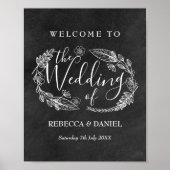Chalkboad door de hand getrokken Floral Garland We Poster (Voorkant)