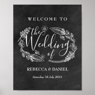 Chalkboad door de hand getrokken Floral Garland We Poster