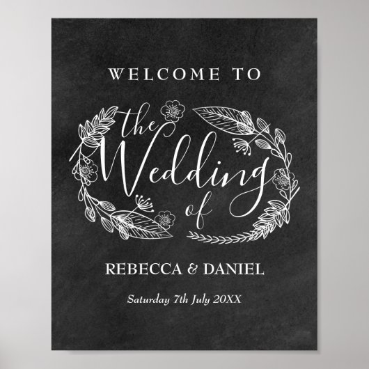 Chalkboad door de hand getrokken Floral Garland We Poster (Voorkant)