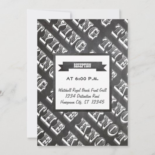 Chalkboad Foto Typografie Wedding Invitations Kaart (Achterkant)