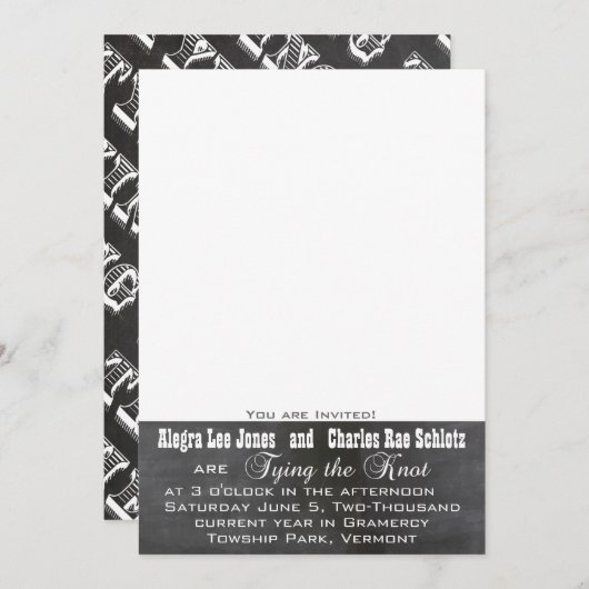 Chalkboad Foto Typografie Wedding Invitations Kaart (Voorkant / Achterkant)