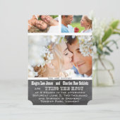 Chalkboad Foto Typografie Wedding Invitations Kaart (Staand voorkant)