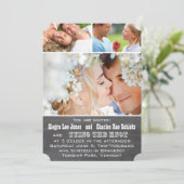 Chalkboad Foto Typografie Wedding Invitations Kaart (Staand voorkant)
