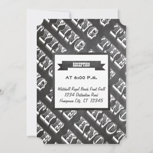 Chalkboad Foto Typografie Wedding Invitations Kaart (Achterkant)
