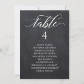 Chalkboad Script Wedding Table Plan-kaarten Kaart (Achterkant)
