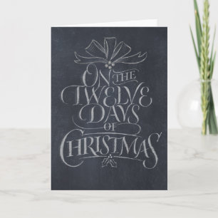 Chalkboard 12 dagen van Kerstmis Chalk Trendy Feestdagen Kaart