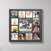 Chalkboard 13 Fotocollage Familienaam Keepsake Canvas Afdruk (Voorkant)