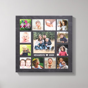 Chalkboard 13 Fotocollage Familienaam Keepsake Canvas Afdruk