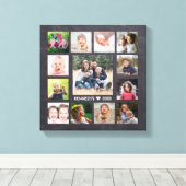 Chalkboard 13 Fotocollage Familienaam Keepsake Canvas Afdruk (Insitu (Houten vloer))