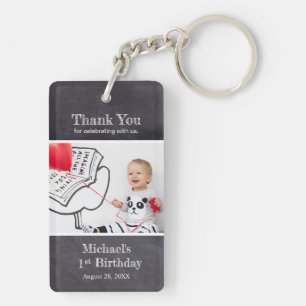 Chalkboard 1st Birthday Boy Foto Naam Sleutelhanger
