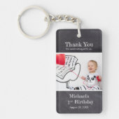 Chalkboard 1st Birthday Boy Foto Naam Sleutelhanger (Voorkant)