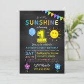 Chalkboard 1st Birthday Little Sunshine Boy Party Kaart (Staand voorkant)